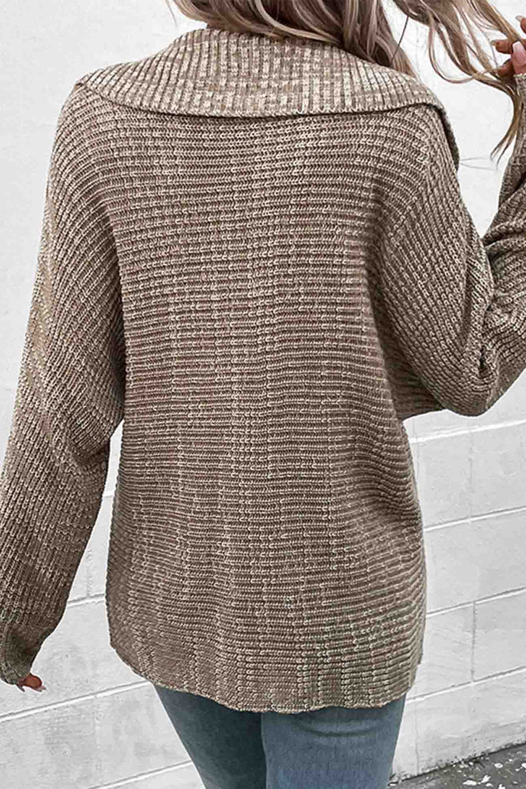Stilla | Khaki Pullover Med Lange Ærmer Og Opfoldning