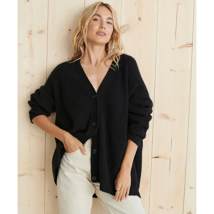 Stilla | Lang cardigan Casual pasform uldblanding V-hals knapper