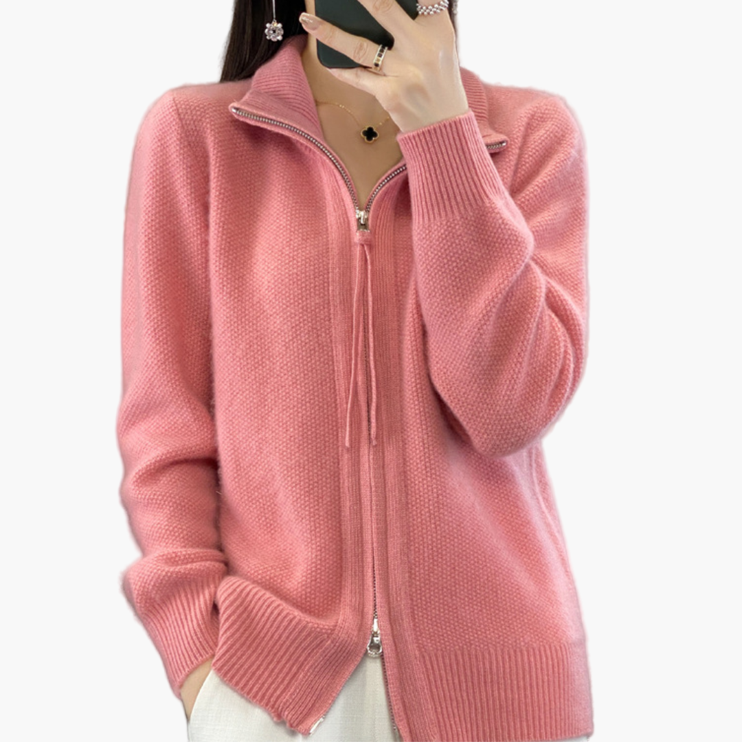 Stilla | Strikjakke med Lynlås - Elegant Casual Stil til Hverdag Og Kontor