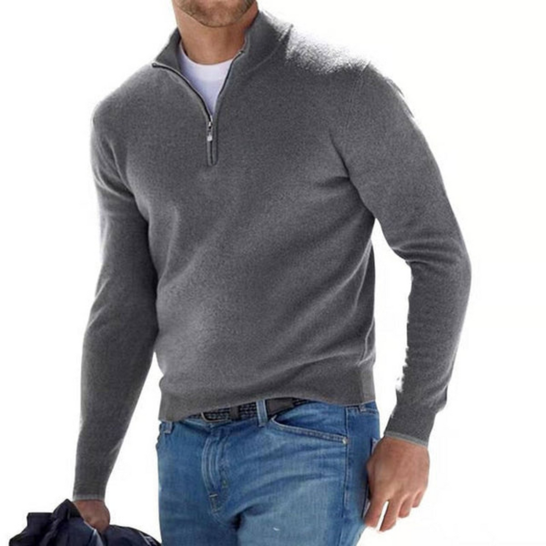 Stilla | Merino V-hals sweater med lynlås