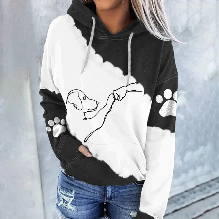 Stilla | Trendy Løs Hoodie med Hundetryk