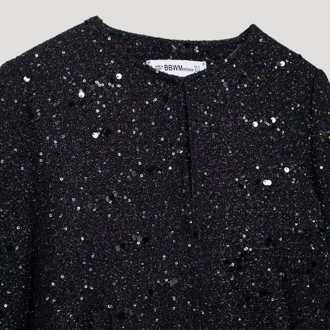 Stilla | Kvinder Glitrende Cropped Strikketrøje