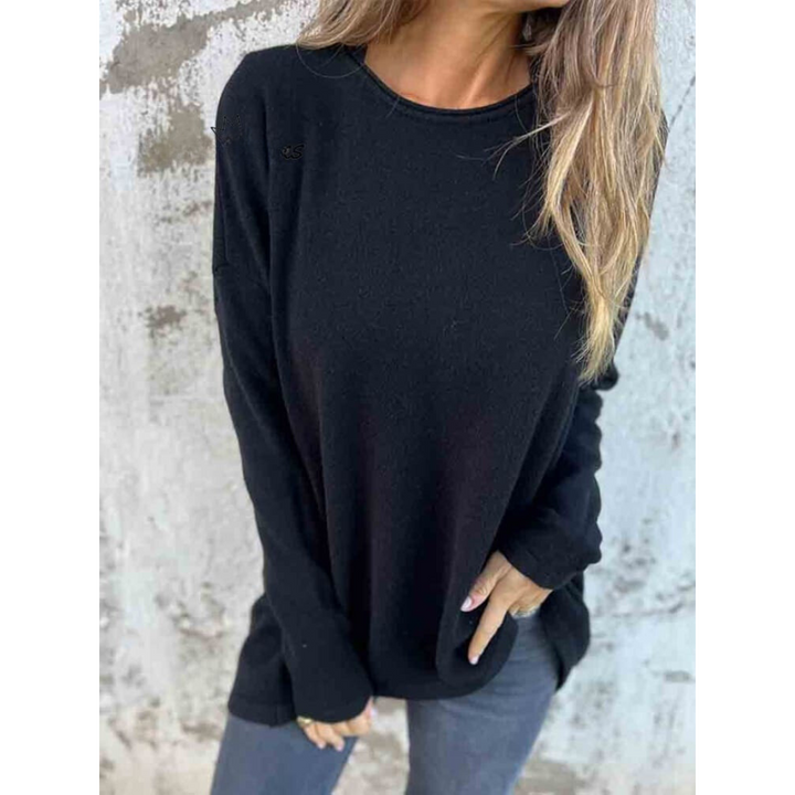Stilla | Dame Casual Strikket Bluse Med Knaplukning Bagpå