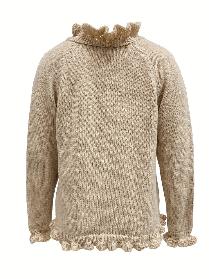 Stilla | V-hals sweater med flæser i bunden med knapper
