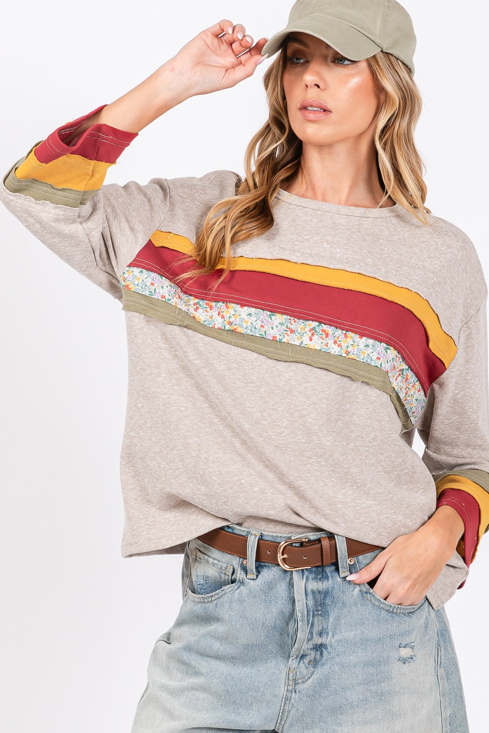 Stilla | T-shirt Farveblok Af Sweatstof
