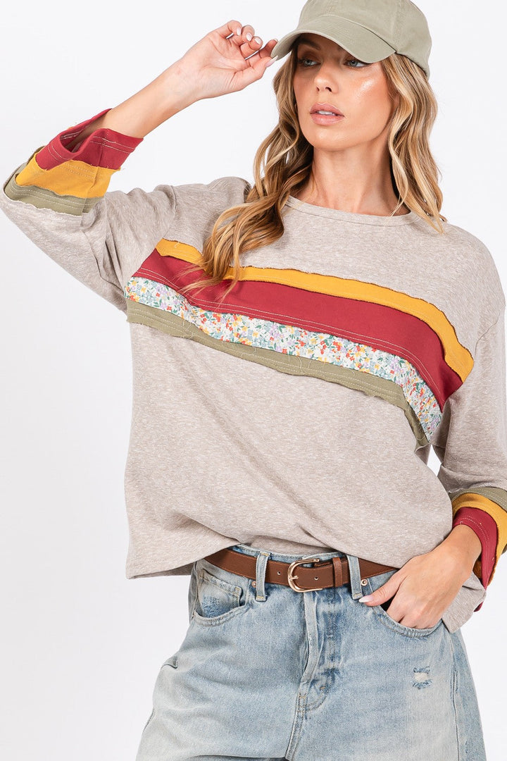 Stilla | T-shirt Farveblok Af Sweatstof