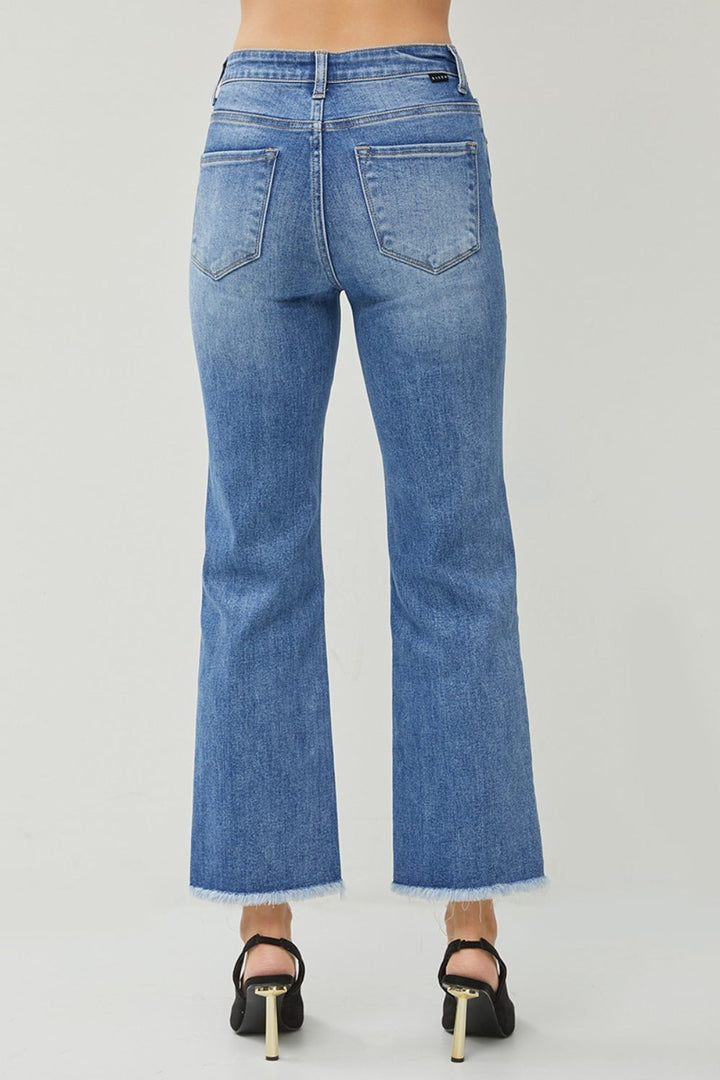 Stilla | Høj Talje Rå Kant Split Lige Jeans