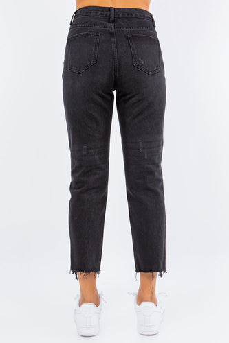 Stilla | Bazi Høj Talje Distressed Crop Straight Jeans