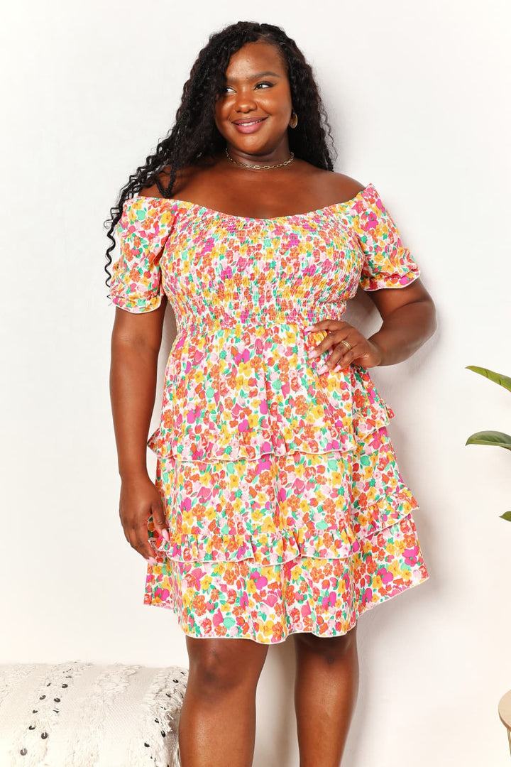 Stilla | Sweetheart Hals Flounce Ærme Mini Kjole