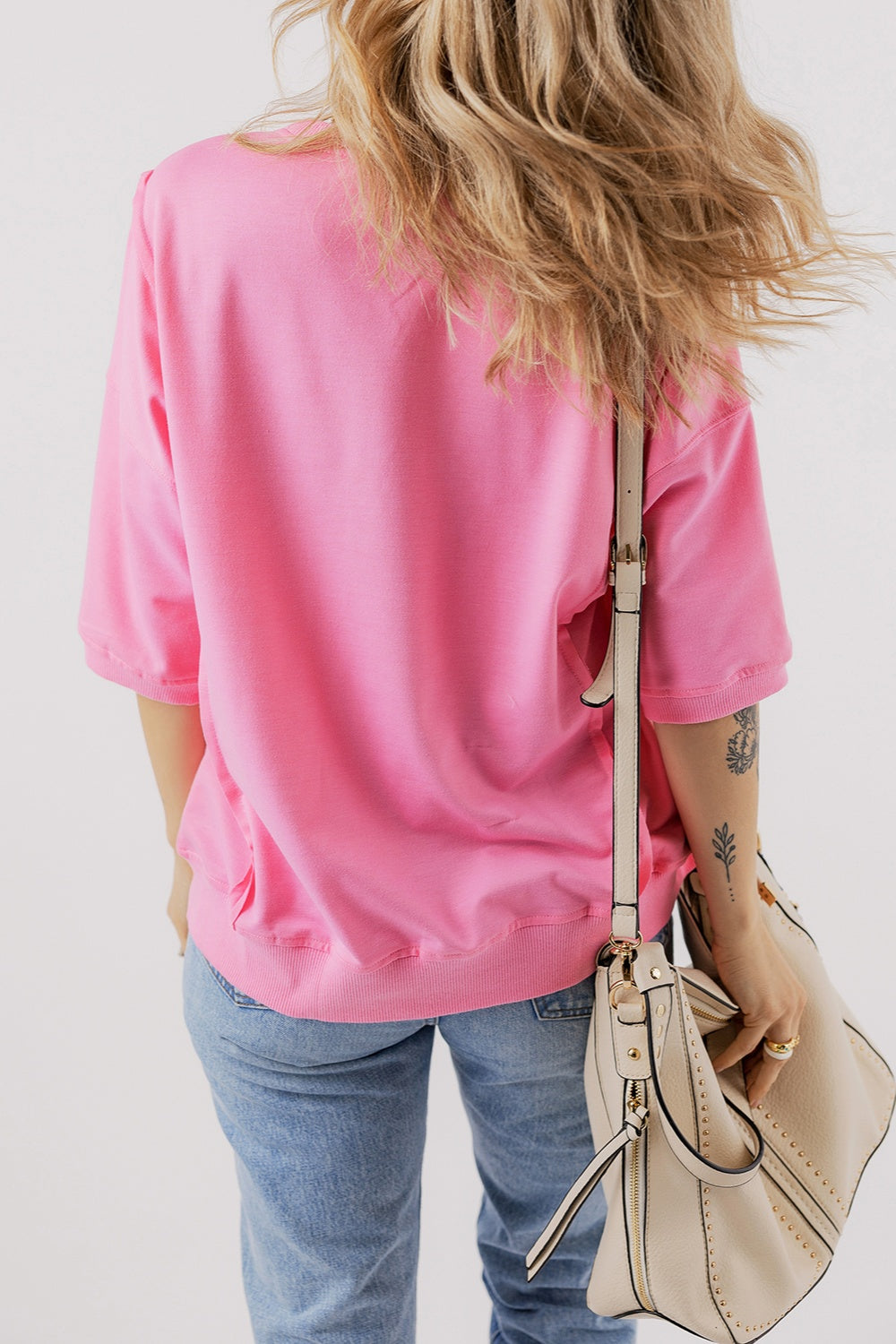 Stilla | V Hals Halv Ærme Slids T-Shirt