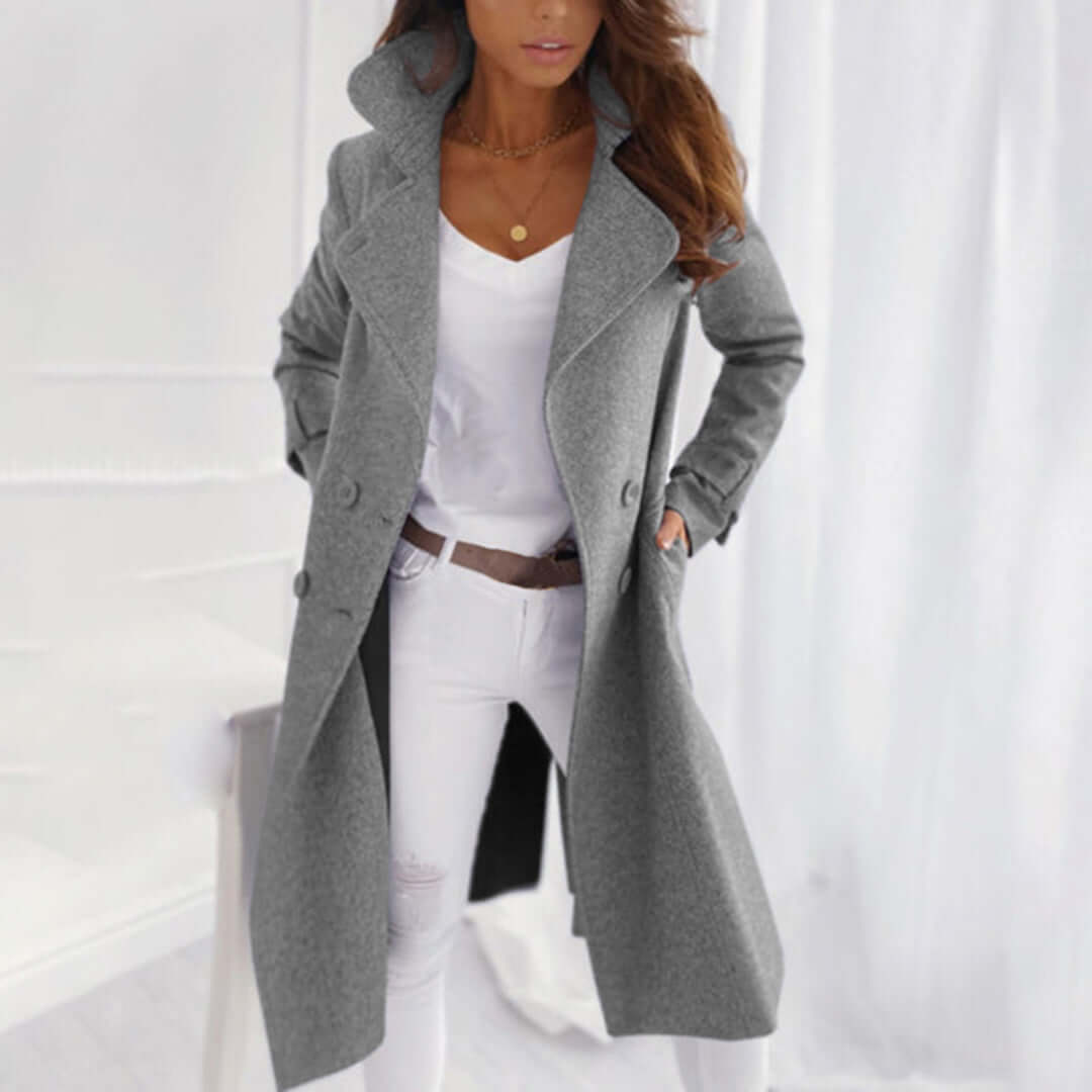 Stilla | Dame Mellemlang Fleece Trenchcoat