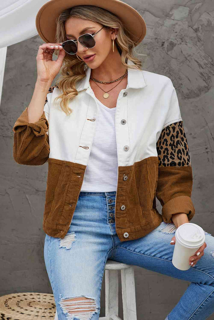 Stilla | Color Block Button-up Corduroy Shacket