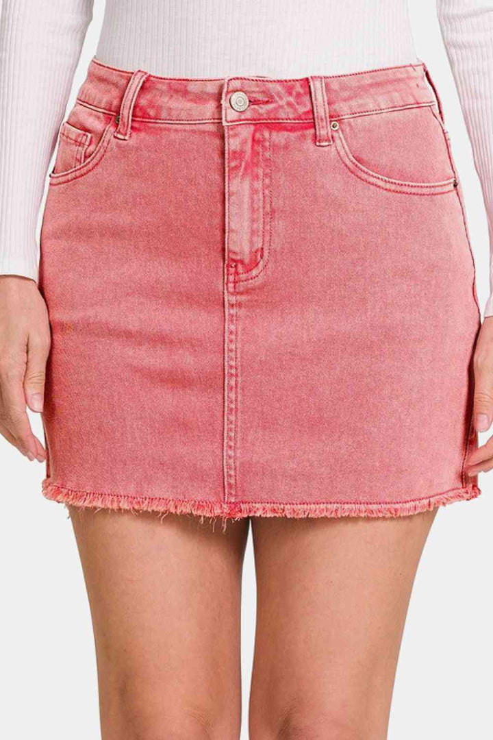 Stilla | 90'ers Vibe Acid Wash Flæset Kant Nederdel