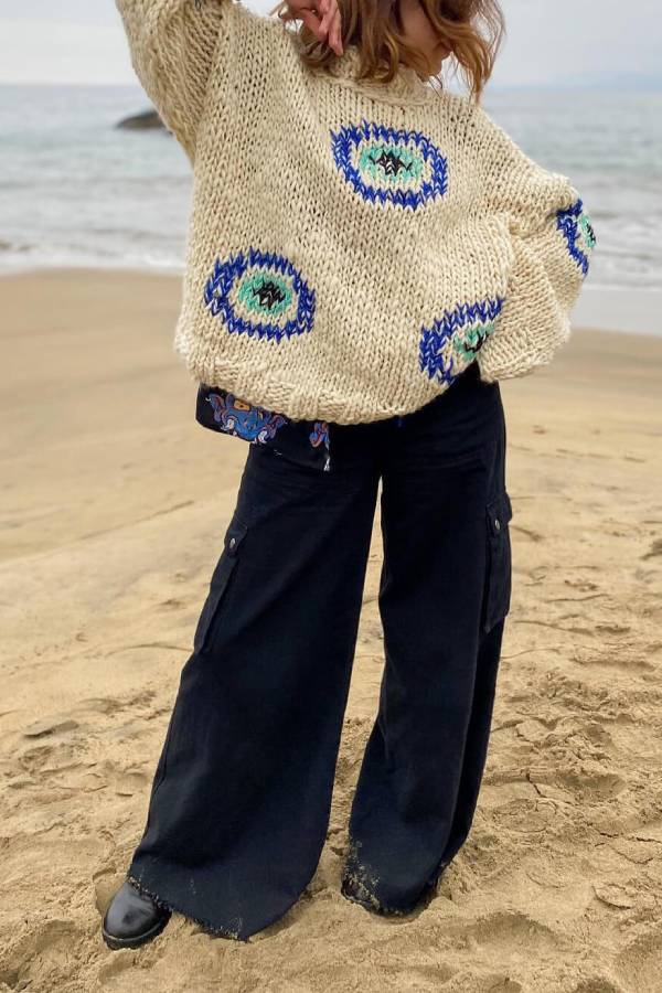 Stilla | Løs Oversized Pullover Med Gadecirkel Mønster