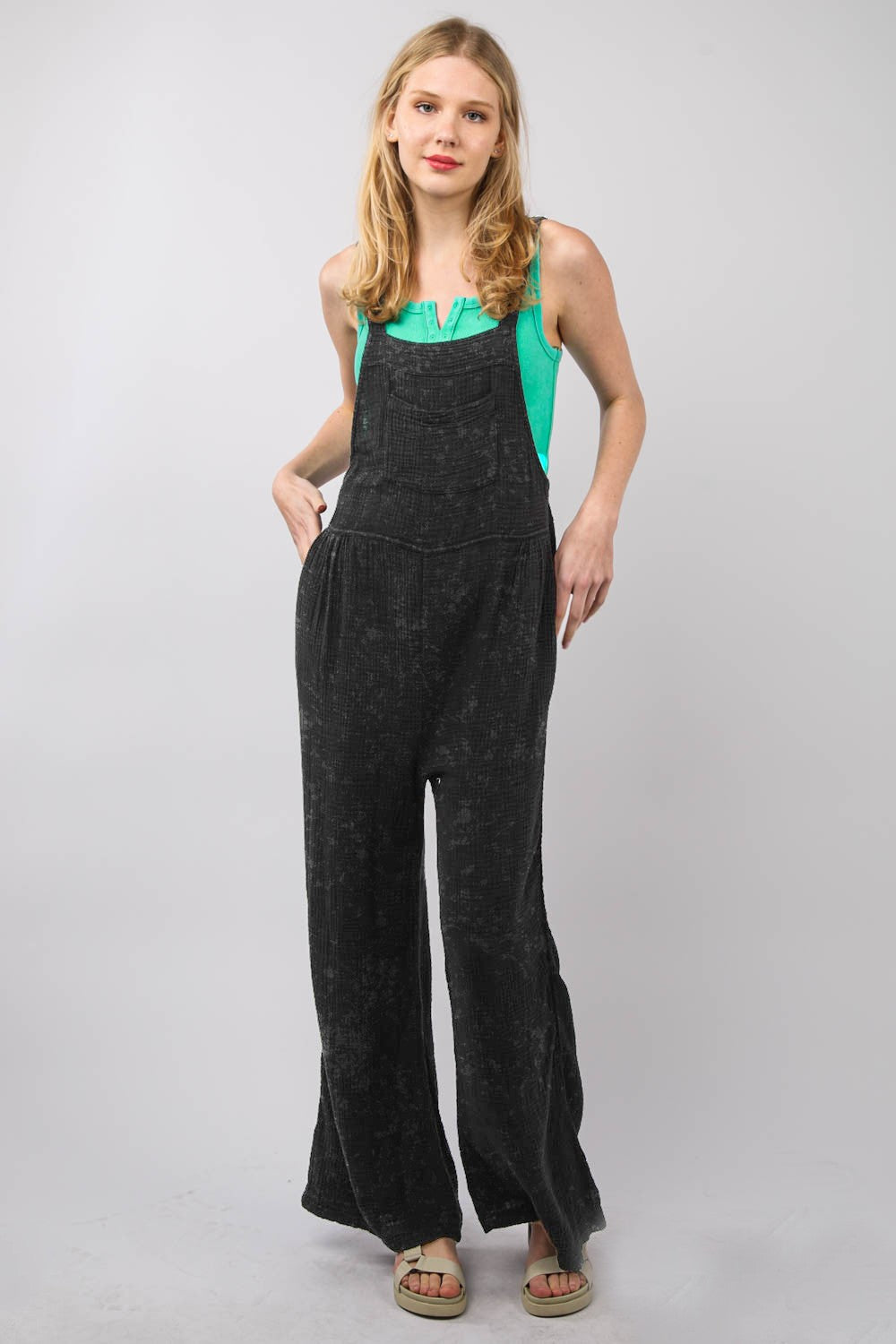 Stilla | J Texture Vaskede Bred Ben Overalls