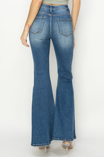Stilla | Full Size Høj Talje Front Søm Detaljeret Flare Jeans