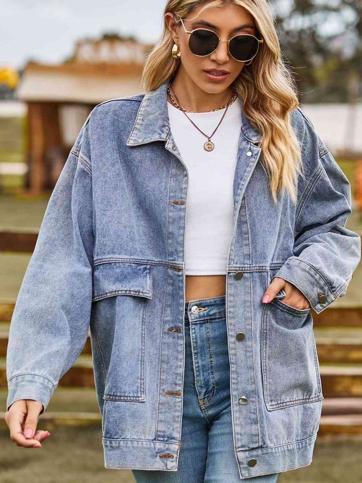 Stilla | Skulder Denim Jakke Med Lommer