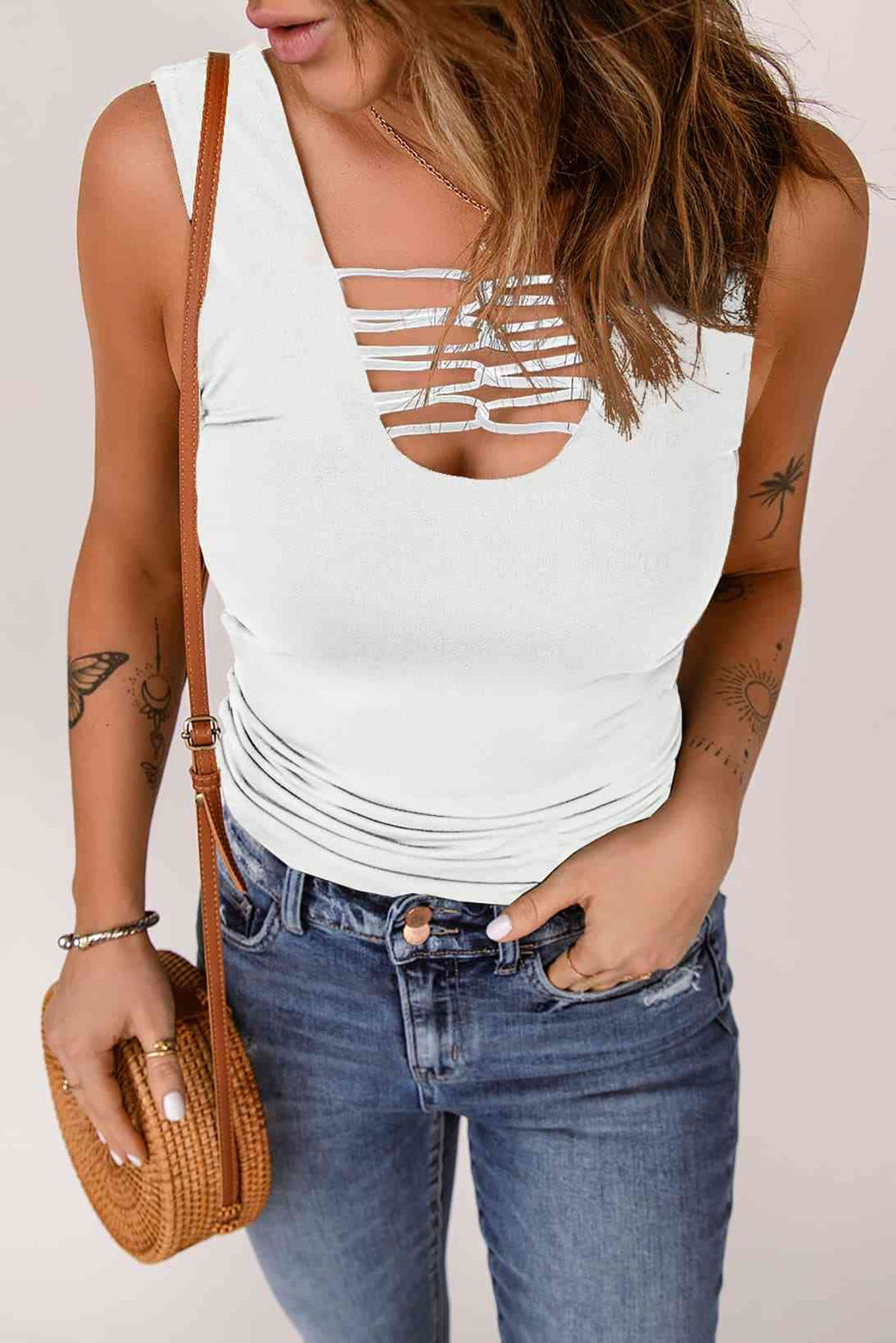 Stilla | Stropdetalje Scoop Neck Tank Top