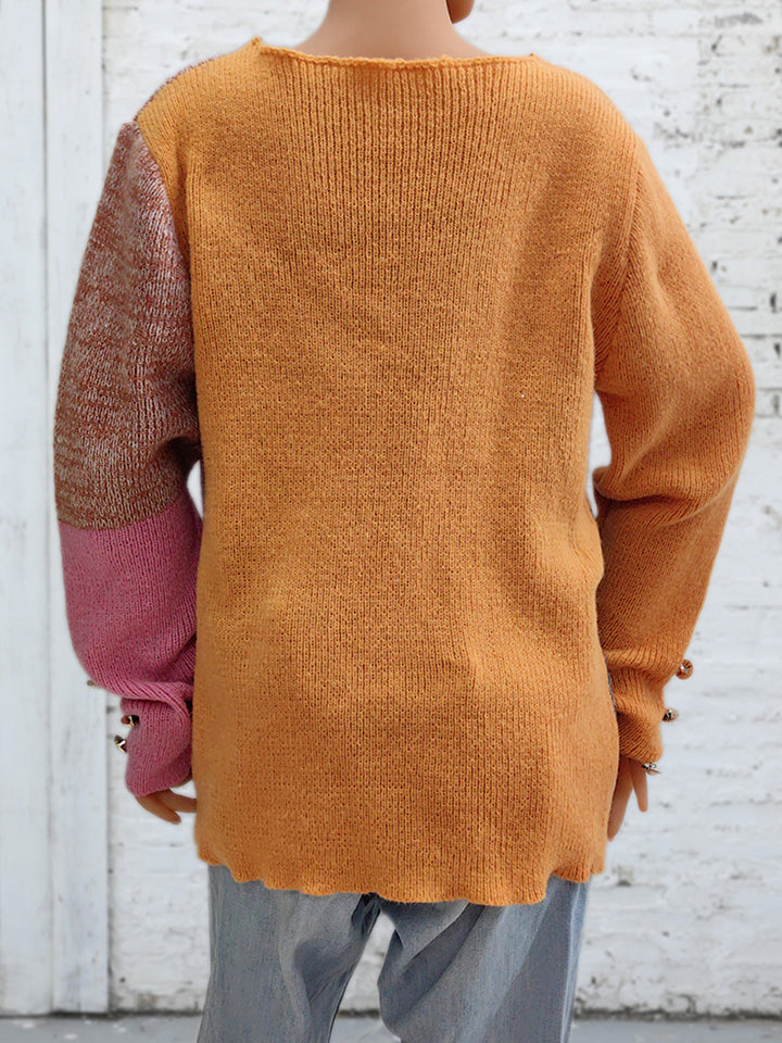 Stilla | Block Dekorativ Knap Langærmet Sweater