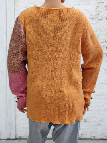 Stilla | Block Dekorativ Knap Langærmet Sweater