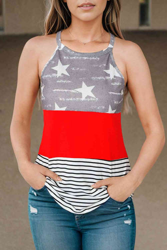 Stilla | Stripe Farveblok Buet Kant Tank