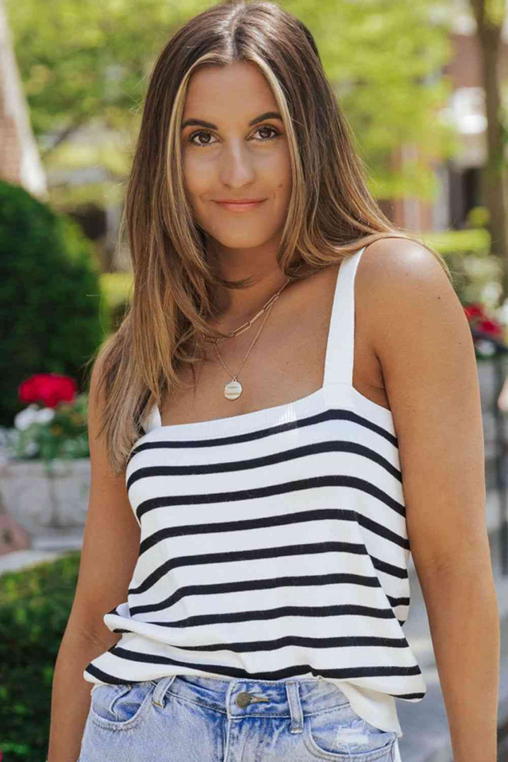 Stilla | Tag Stribet Straight Neck Cami
