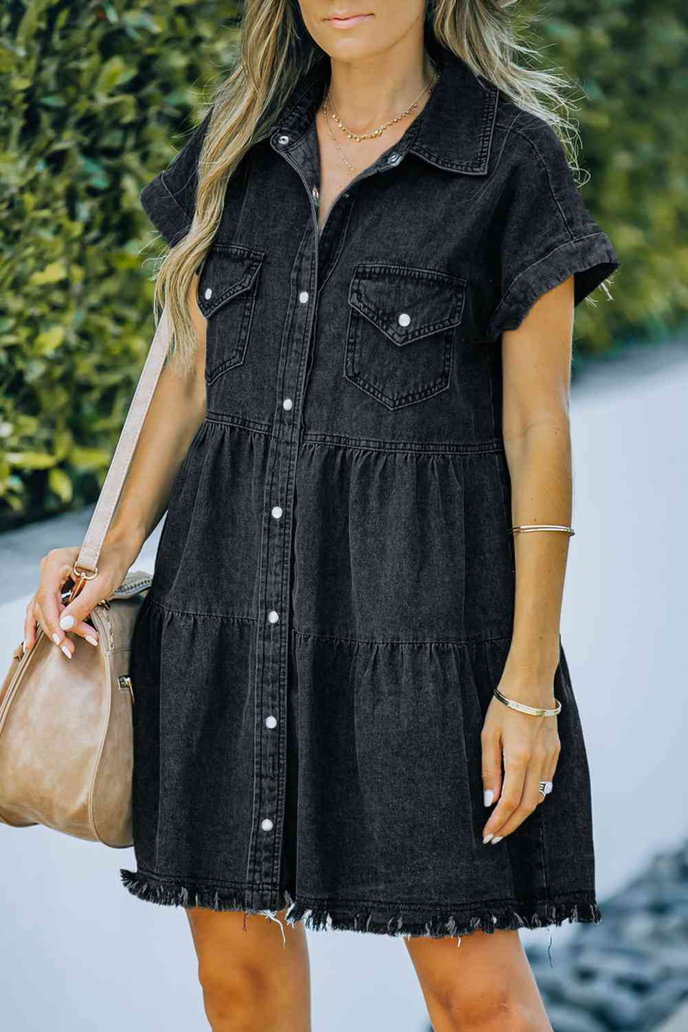 Stilla | Front Raw Hem Denim Kjole