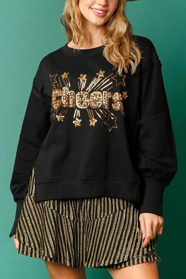 Stilla | Jule-pailletter-afslappet rundhals langærmet sweatshirt