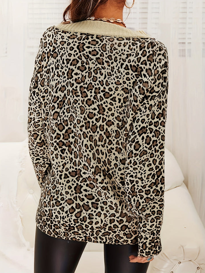 Stilla | Leopard V-Udskæring Pullover