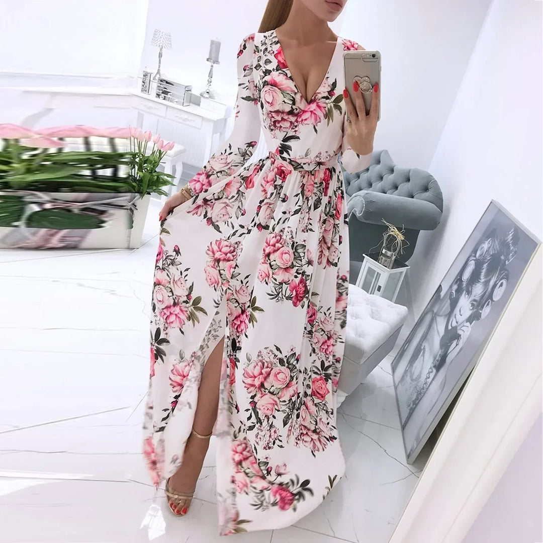 Stilla | Langærmet Vintage Maxi Kjole