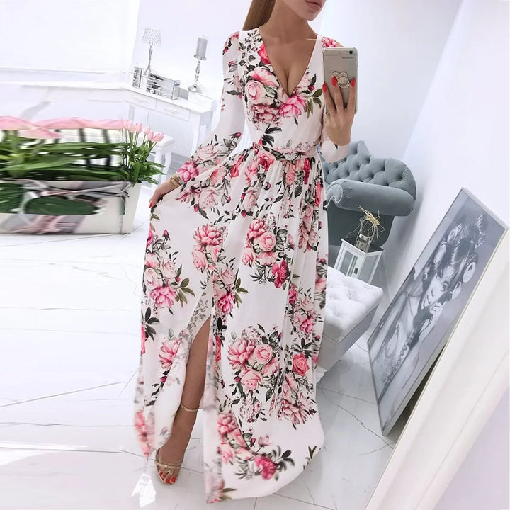 Stilla | Langærmet Vintage Maxi Kjole