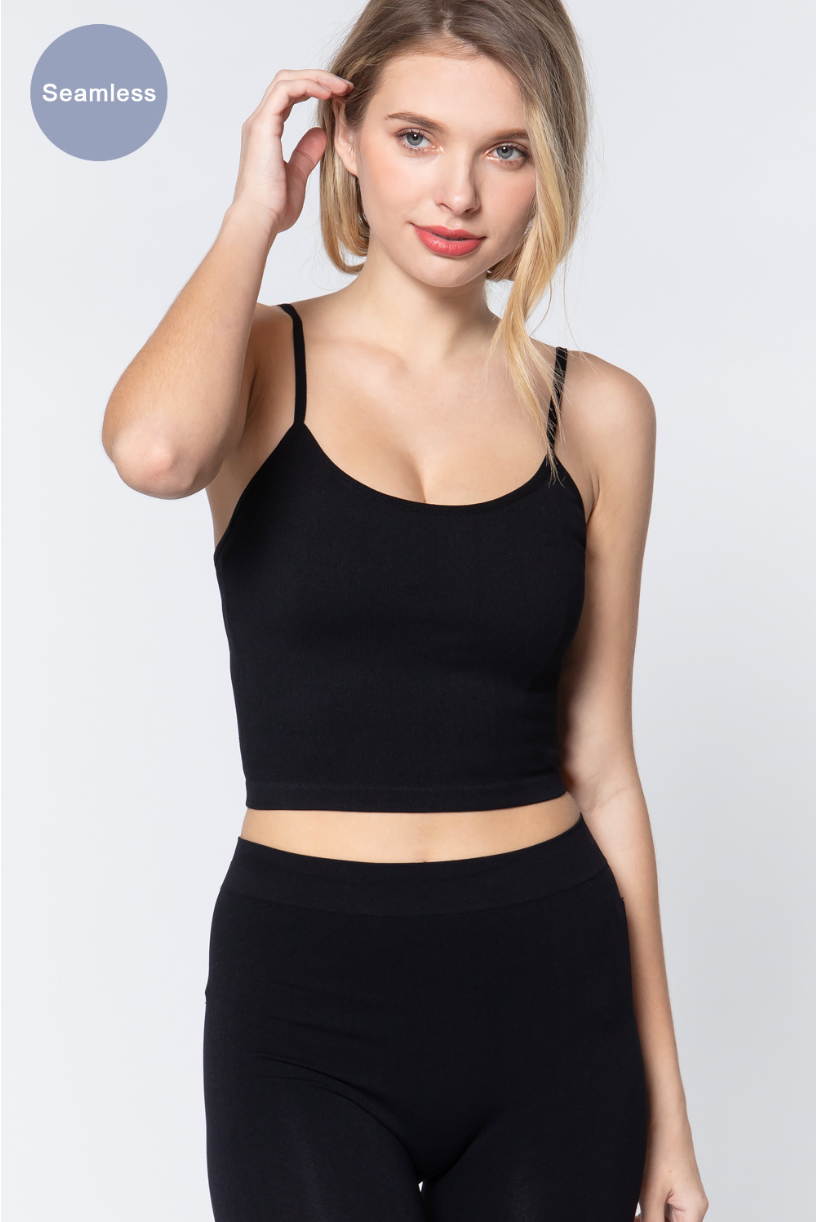 Stilla | BASIC Rund Hals Crop Rib Seamless Cami
