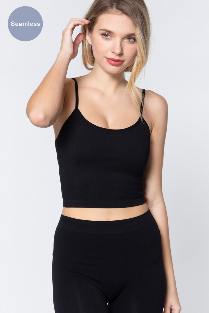 Stilla | BASIC Rund Hals Crop Rib Seamless Cami