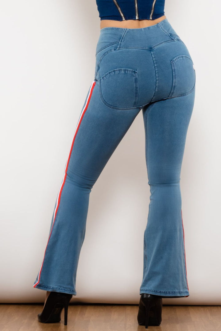 Stilla | Stripe Zip Closure Bootcut Jeans