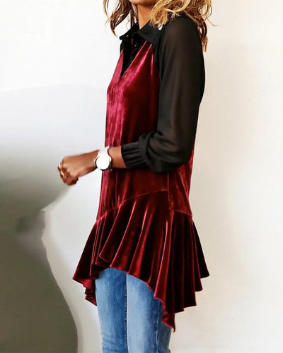 Stilla | Skjorte med revers og patchwork