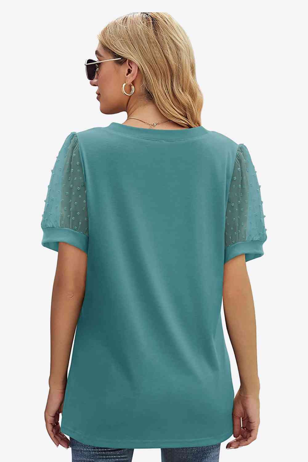 Stilla | Dot Puff Sleeve V-hals Tee