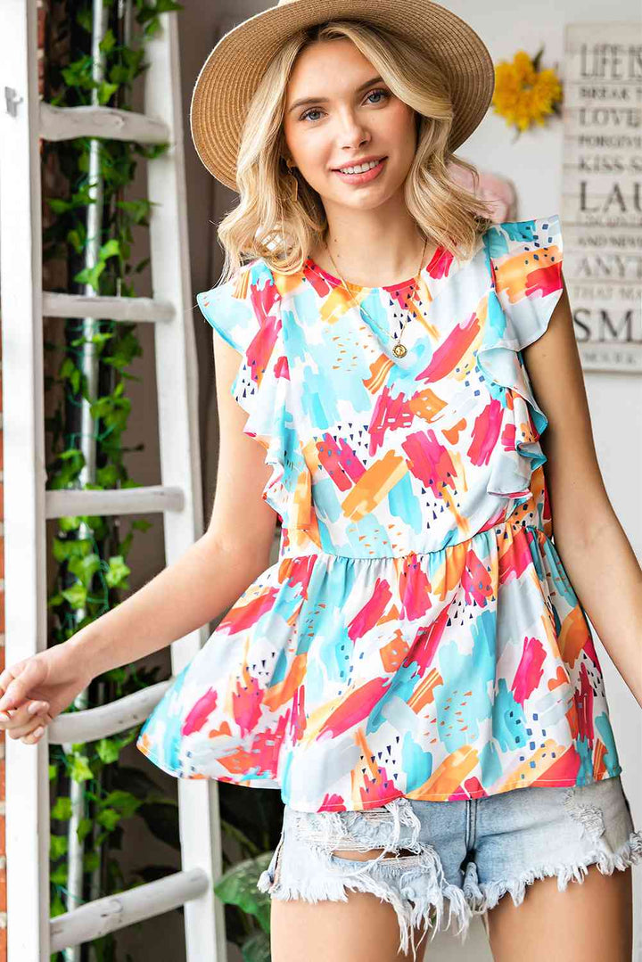Stilla | Rund Hals Ruffle Peplum Top