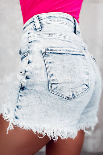 Stilla | Hem Knapper Denim Shorts Med Lommer