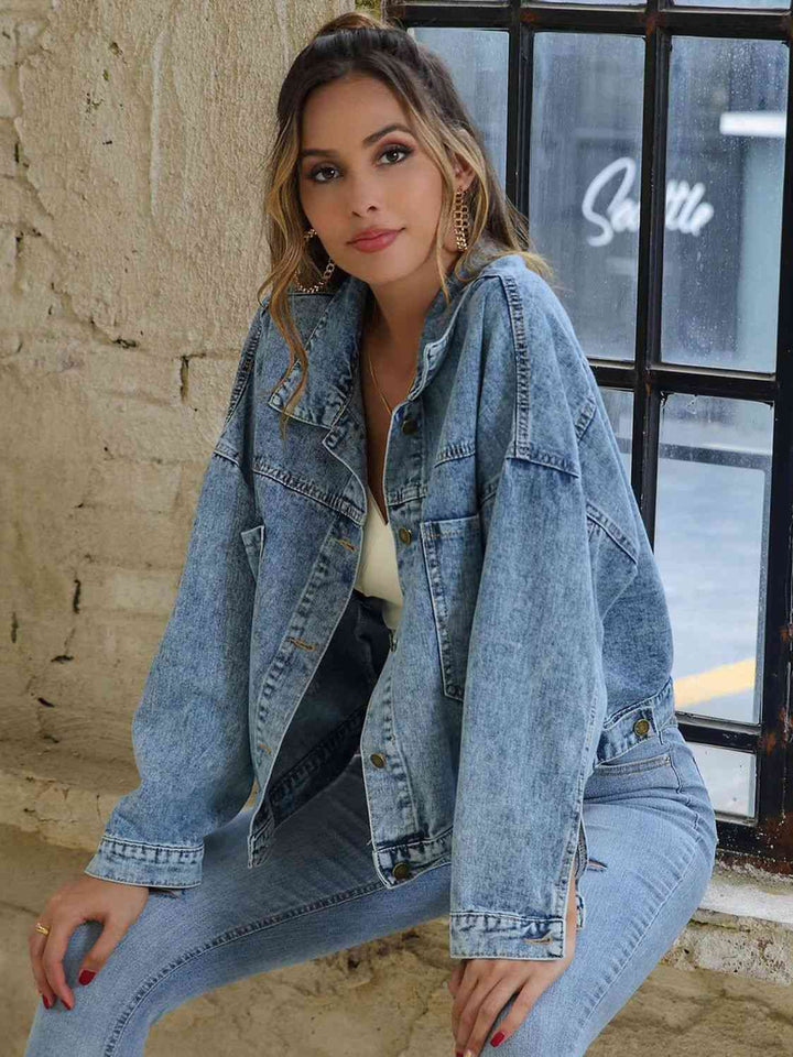 Stilla | Nakke Sunket Skulder Denim Jakke