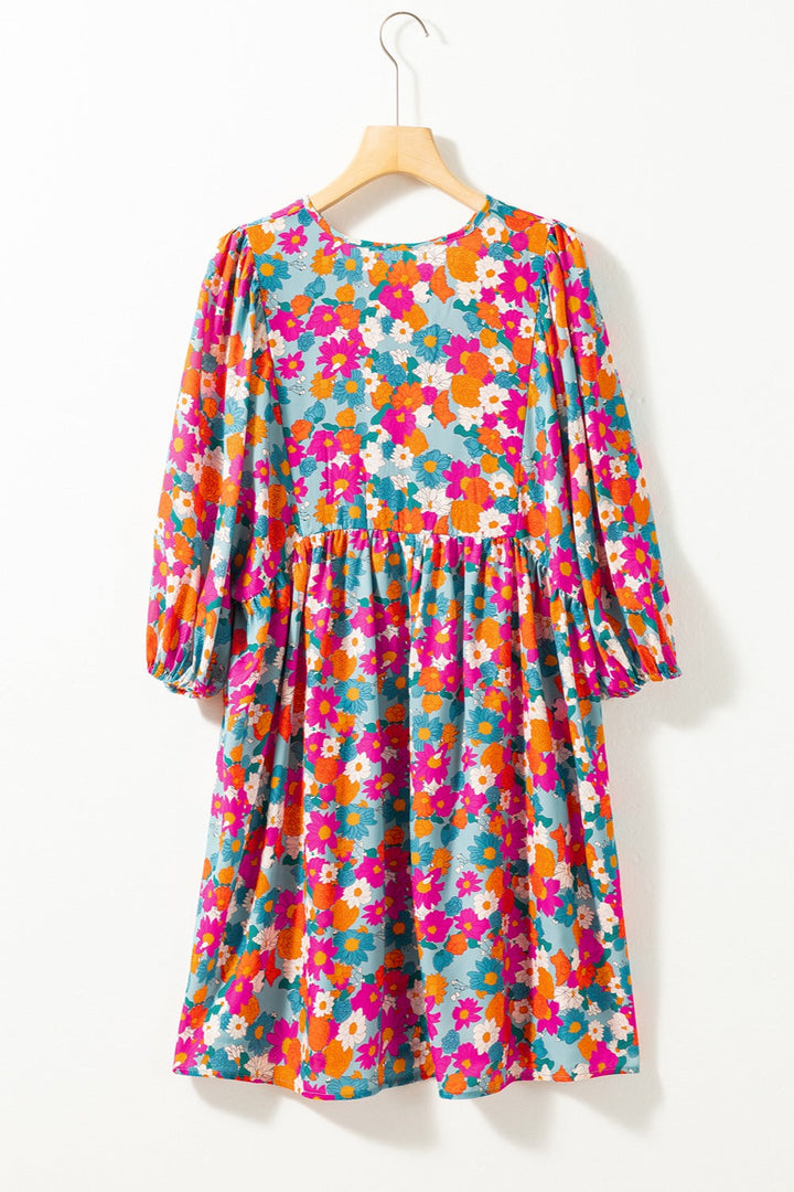 Stilla | Tie Neck Puff Sleeve Mini Dress
