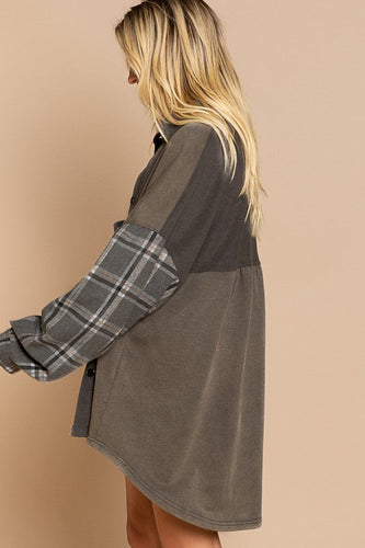 Stilla | Skjortejakke Med Plaid Detaljeærmer