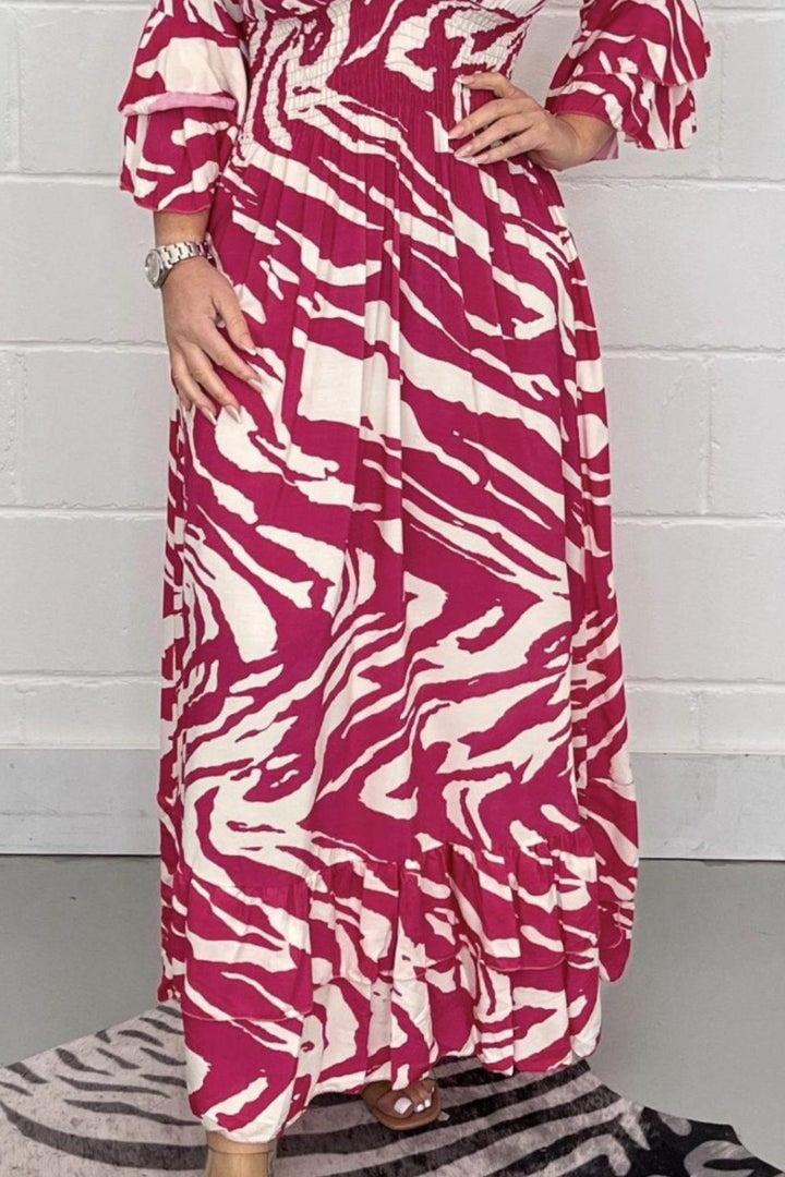 Stilla | Prinetet Flounce Sleeve Maxi Kjole