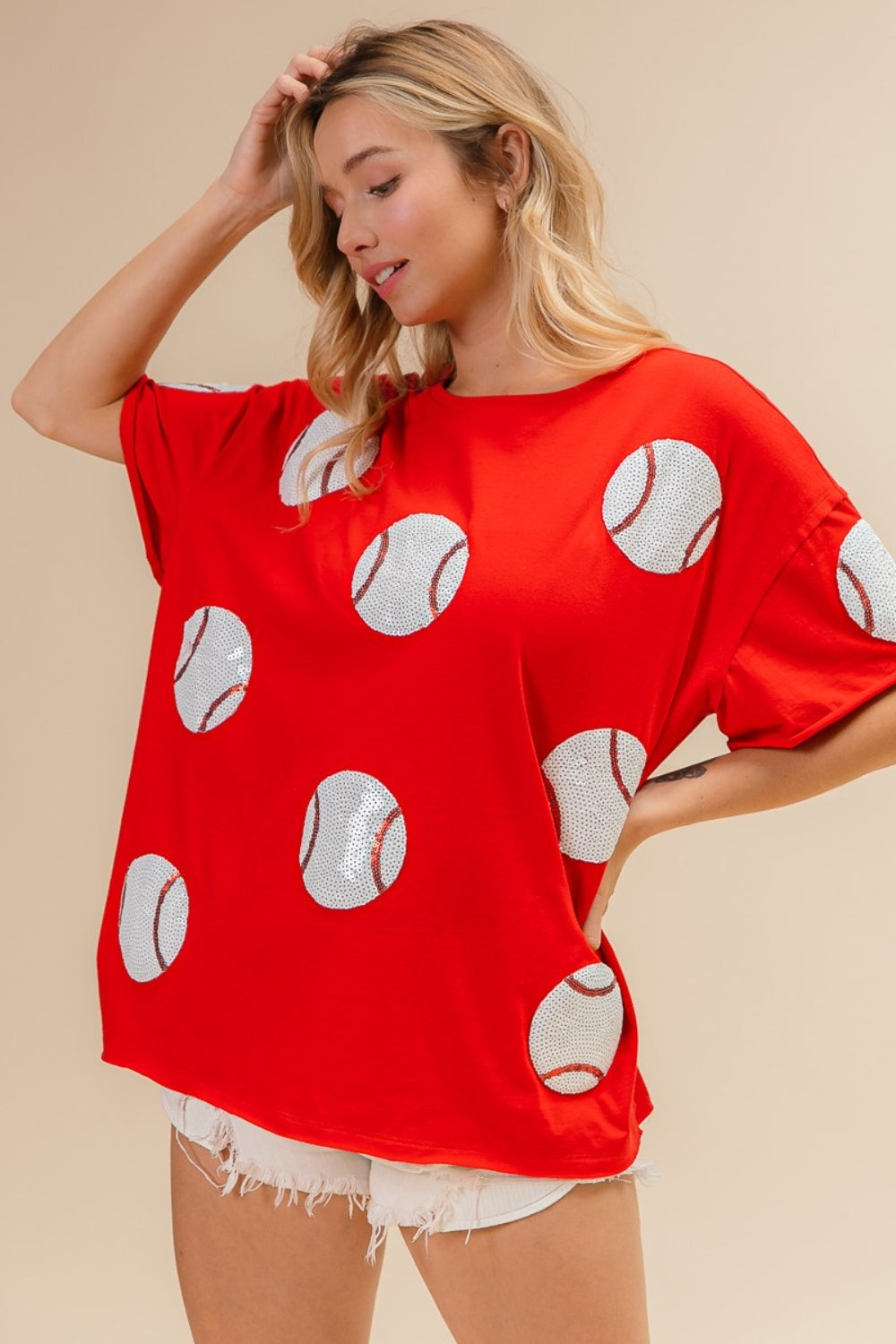 Stilla | Paillet Baseball Drop Shoulder Kortærmet T-Shirt