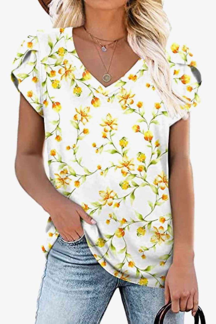 Stilla | Petal Sleeve V-hals Bluse