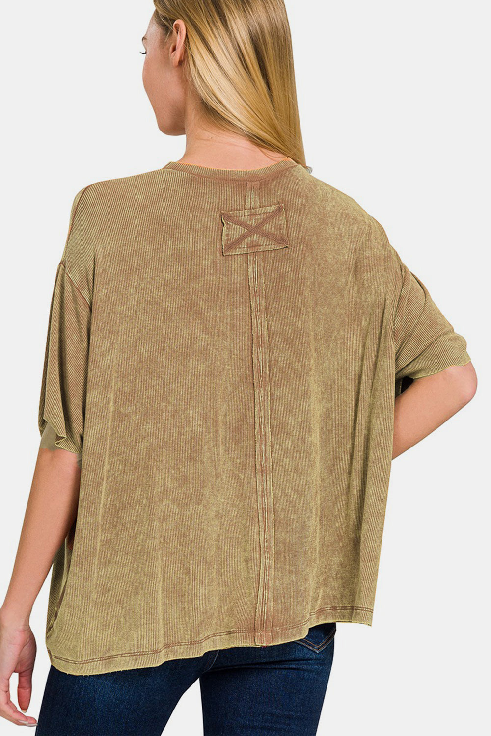 Stilla | Ribbede Rund Hals Drop Skulder T-Shirt