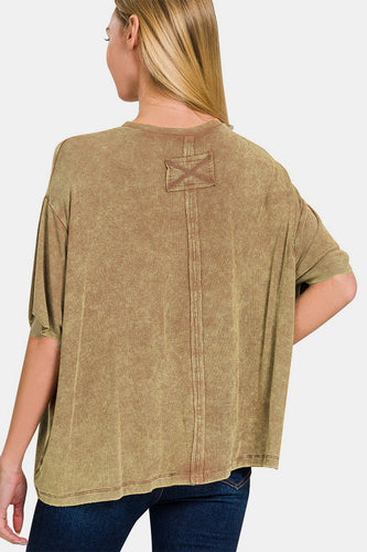 Stilla | Ribbede Rund Hals Drop Skulder T-Shirt