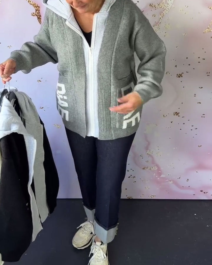 Stilla | Langærmet Pullover Frakke med Bogstaver