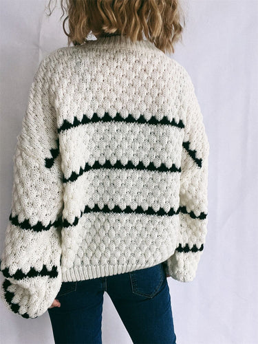 Stilla | Pullover med lange ærmer med kontrasterende striber og rundhals
