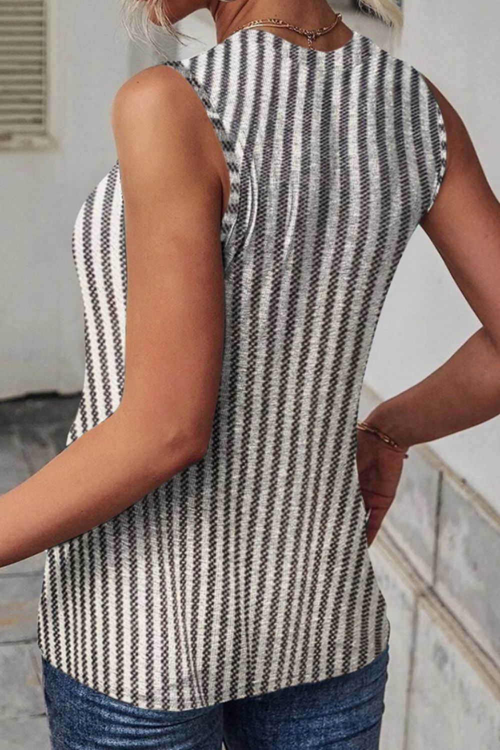 Stilla | Stribet Rund Hals Tank