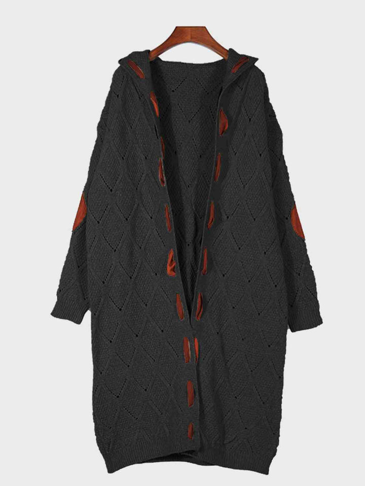 Stilla | Langærmet Åben Front Hættetrøje Cardigan